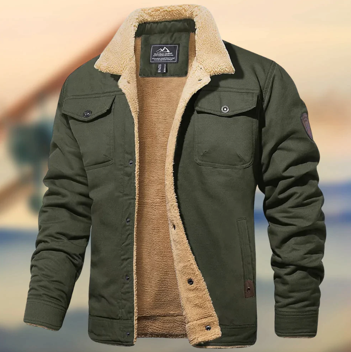Winterjacke – Gefütterte Winter-Fleecejacke Mit Knöpfen Für Herren