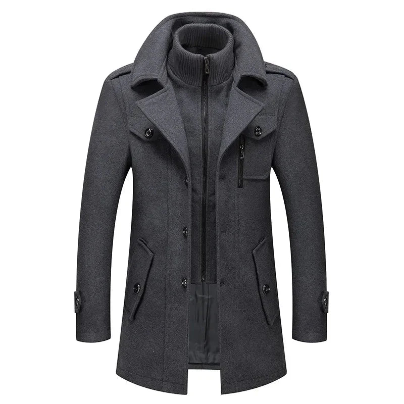 Winterjacke - Zip-Up - Kragen - Herren-Wollmantel - Herrenjacke