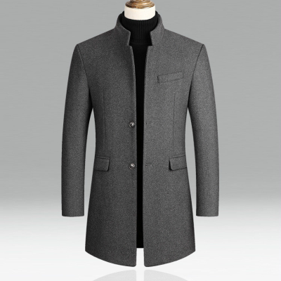 Woll-Trenchcoat – Formal – Klassisch – Einreihiger Mantel – Herrenjacken