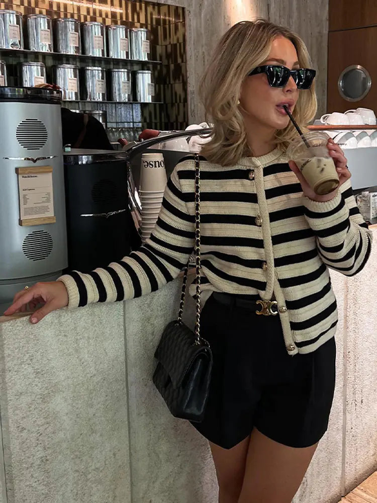 Lillymoda | Jimena - Elegante Gestreifte Strickjacke