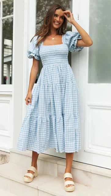 Lillymoda | Jessica - Stylisches bedrucktes Kleid mit Karomuster