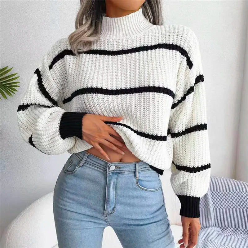 Lillymoda | Harper - Warmer Strickpullover mit Hohem Halsausschnitt
