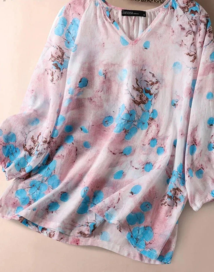 Yumi - Bohemianische Bluse mit floralem Muster