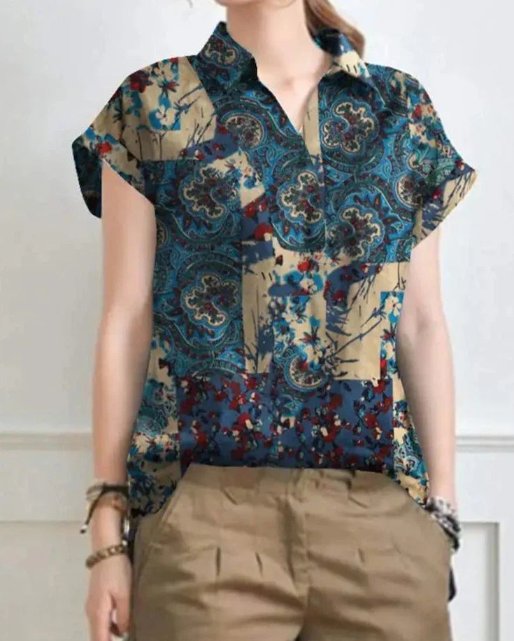 Geraldine - Sommerliche Vintage Bluse mit Blumenmuster