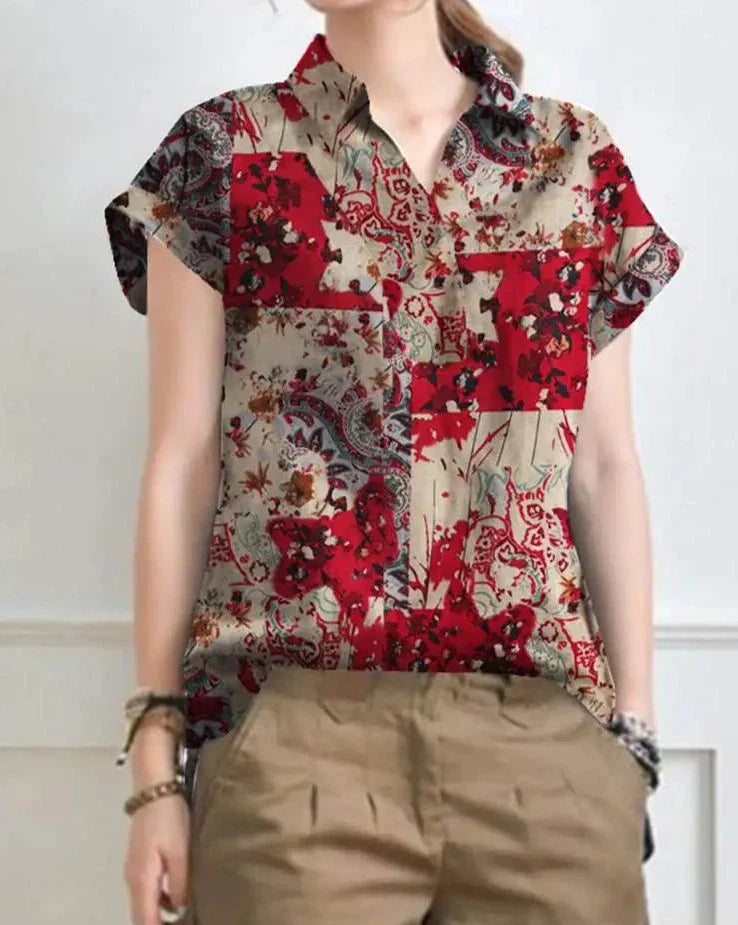 Geraldine - Sommerliche Vintage Bluse mit Blumenmuster