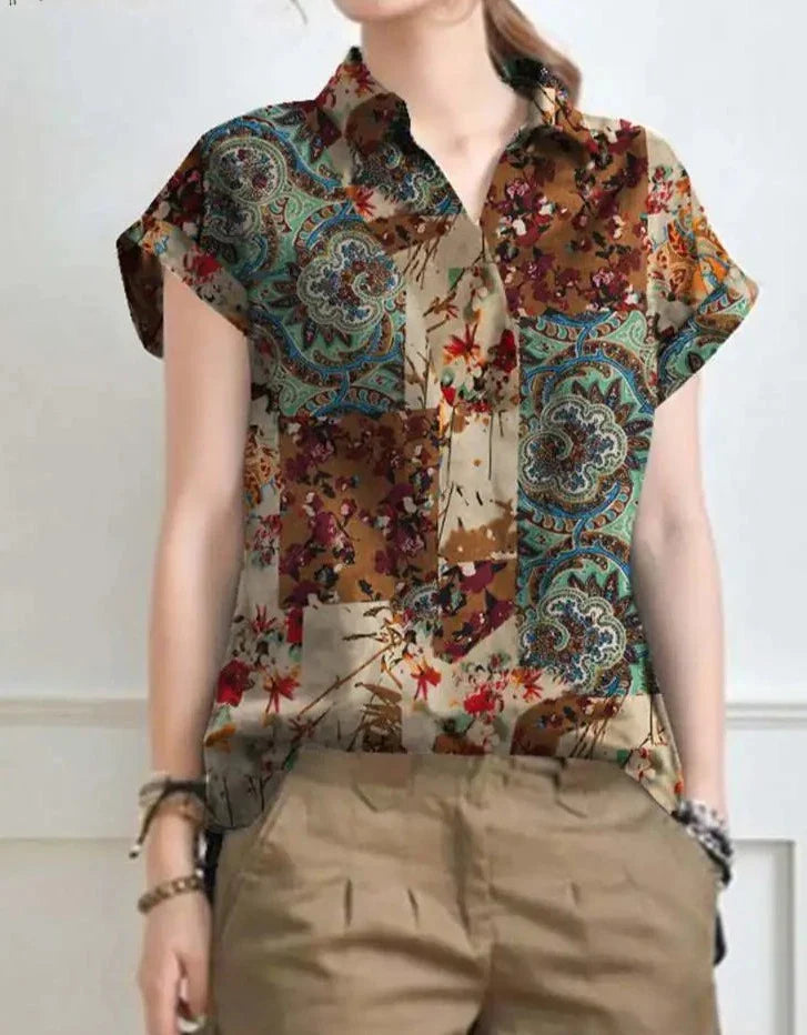 Geraldine - Sommerliche Vintage Bluse mit Blumenmuster