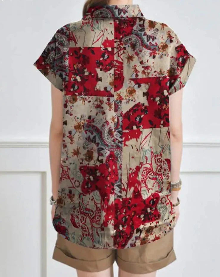 Geraldine - Sommerliche Vintage Bluse mit Blumenmuster