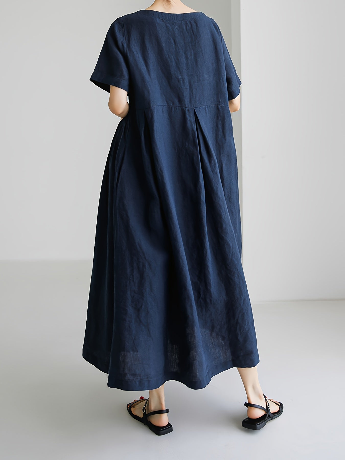 Maxikleid Damen Kurzarm Elegant Locker Frühling – Velania