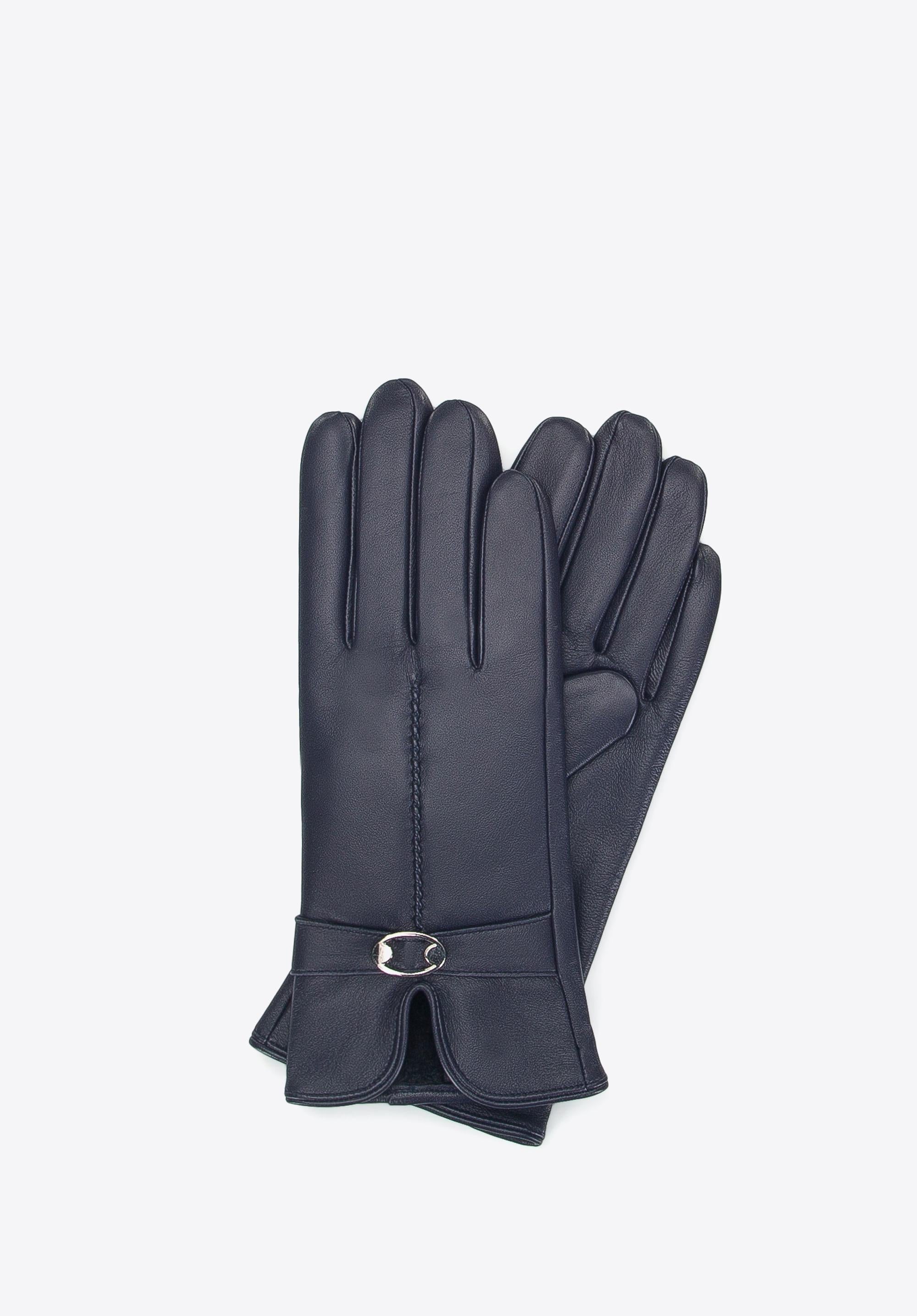 Handschuhe mit elegantem Ausschnitt und feinen Schnallen-Details
