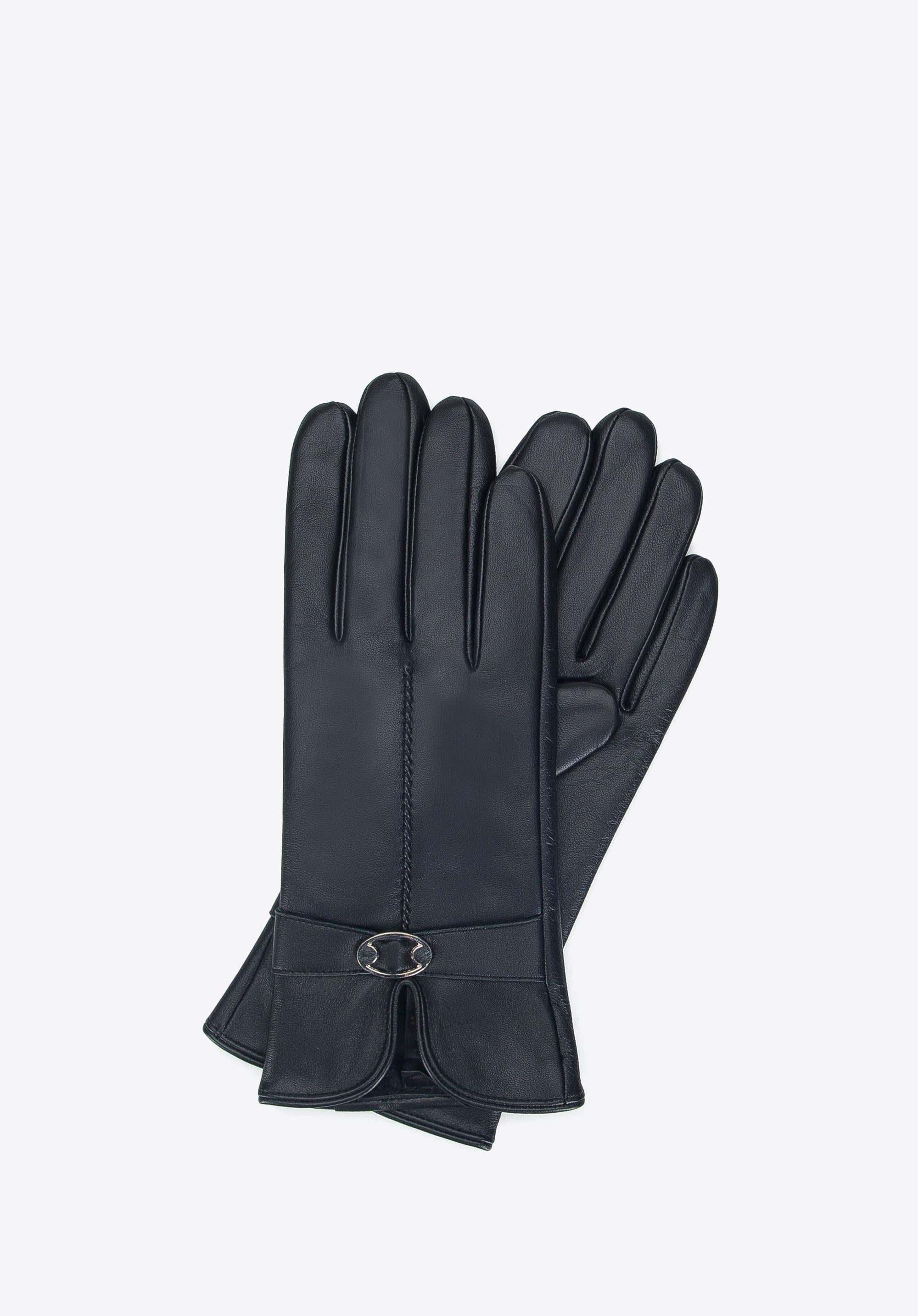 Handschuhe mit elegantem Ausschnitt und feinen Schnallen-Details