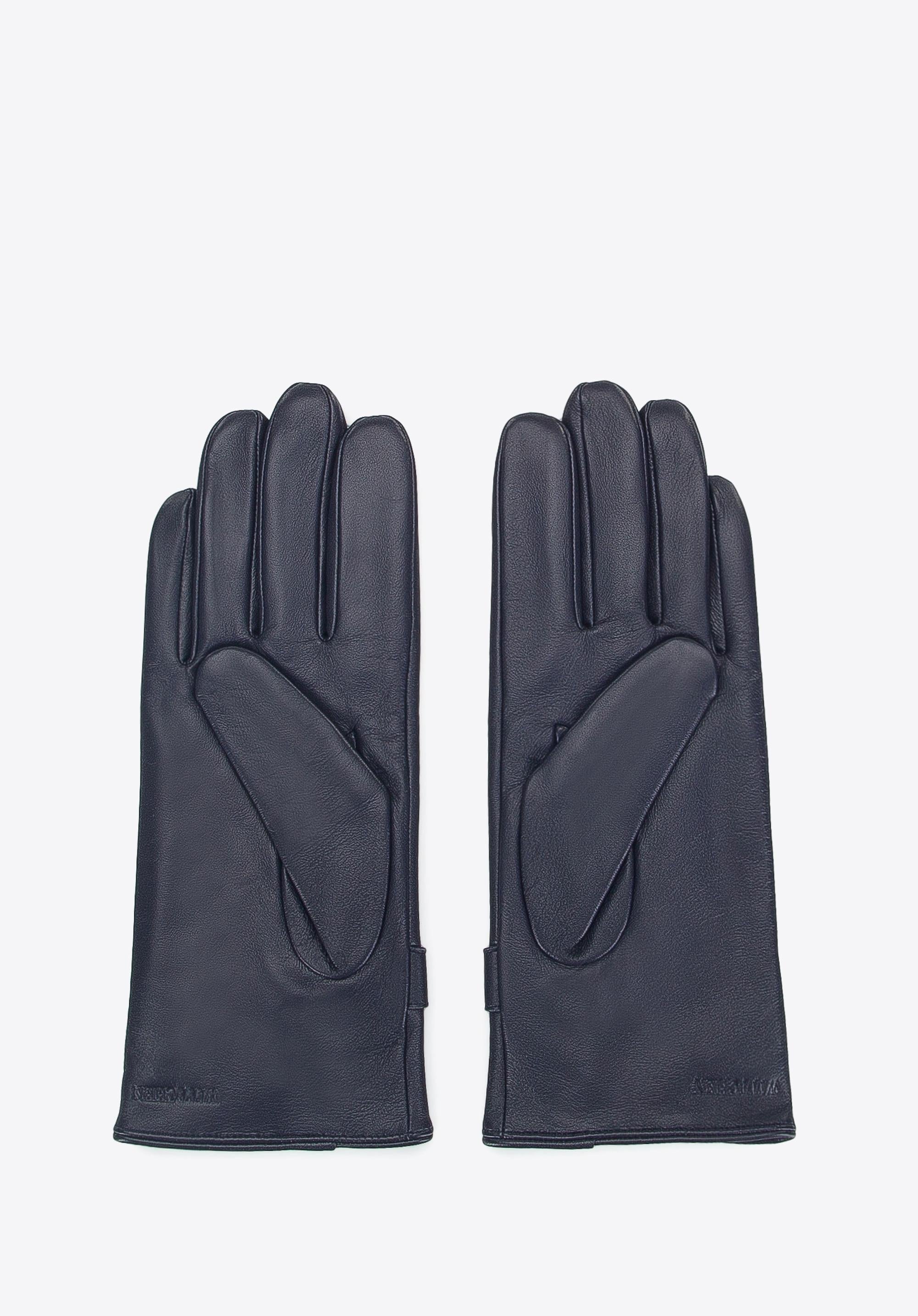 Handschuhe mit elegantem Ausschnitt und feinen Schnallen-Details