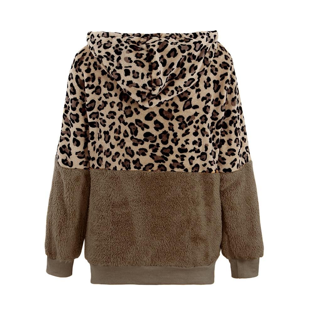 Leoparden-Fleece-Sweatshirt für Damen