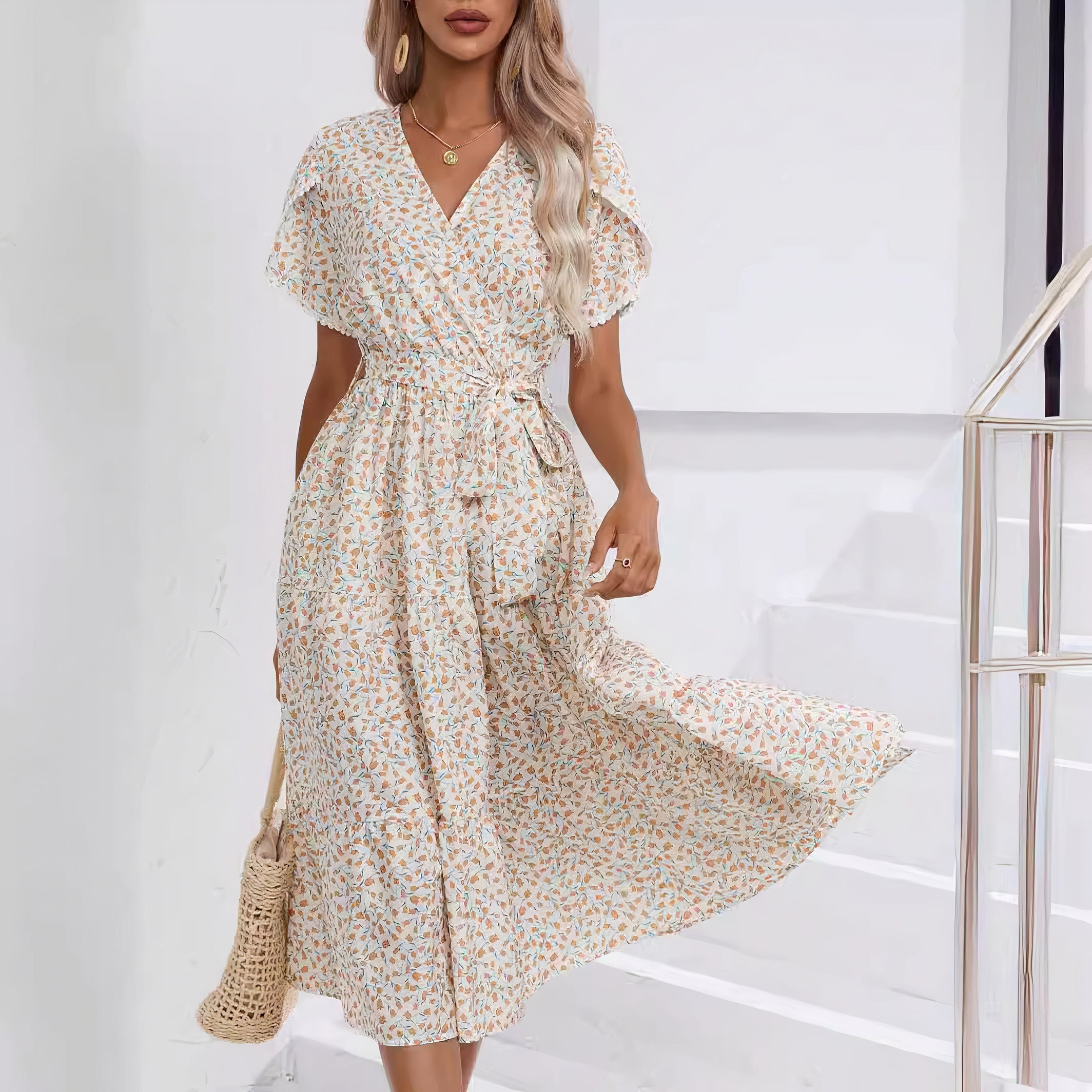 Lillymoda |  Natalee - Modisches bedrucktes Taillenkleid