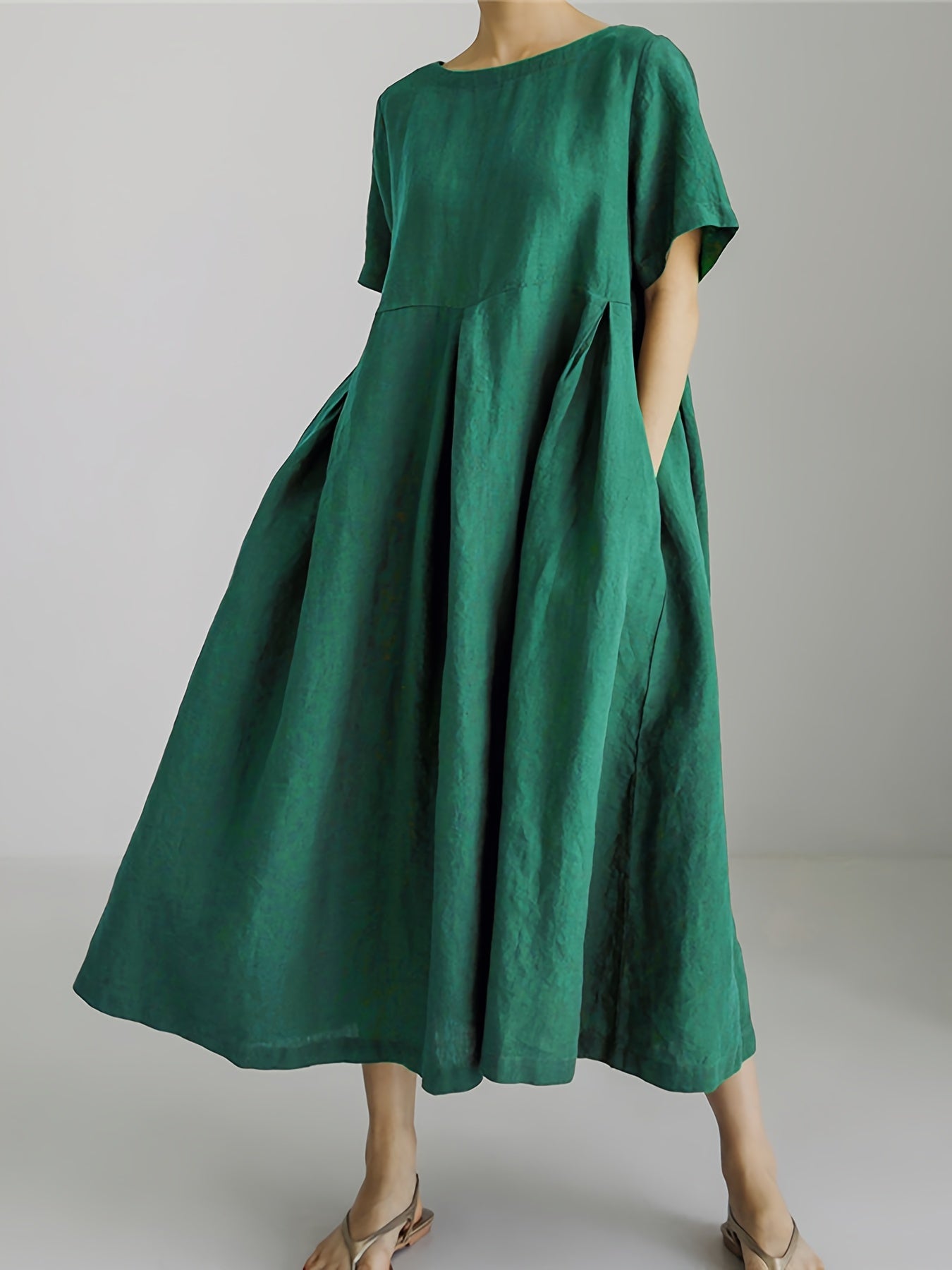 Maxikleid Damen Kurzarm Elegant Locker Frühling – Velania