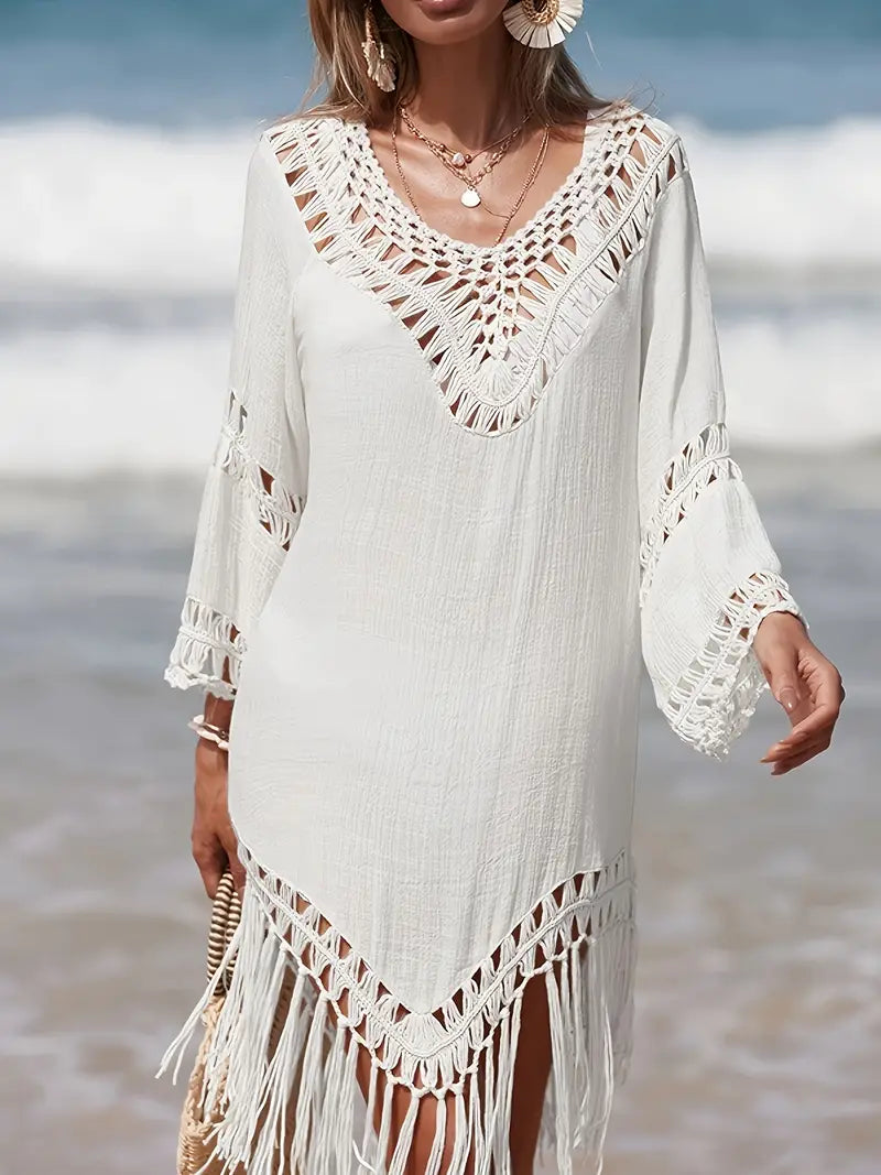 Lillymoda | Bretagne - Boho-Minikleid mit Makramee-Fransen