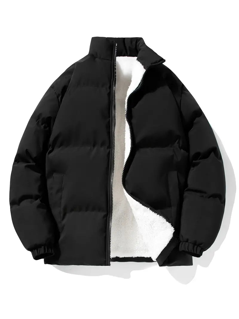 Tomy - Warme Herren-Fleece-Pufferjacke mit Stehkragen und Taschen - Stylischer Wintermantel