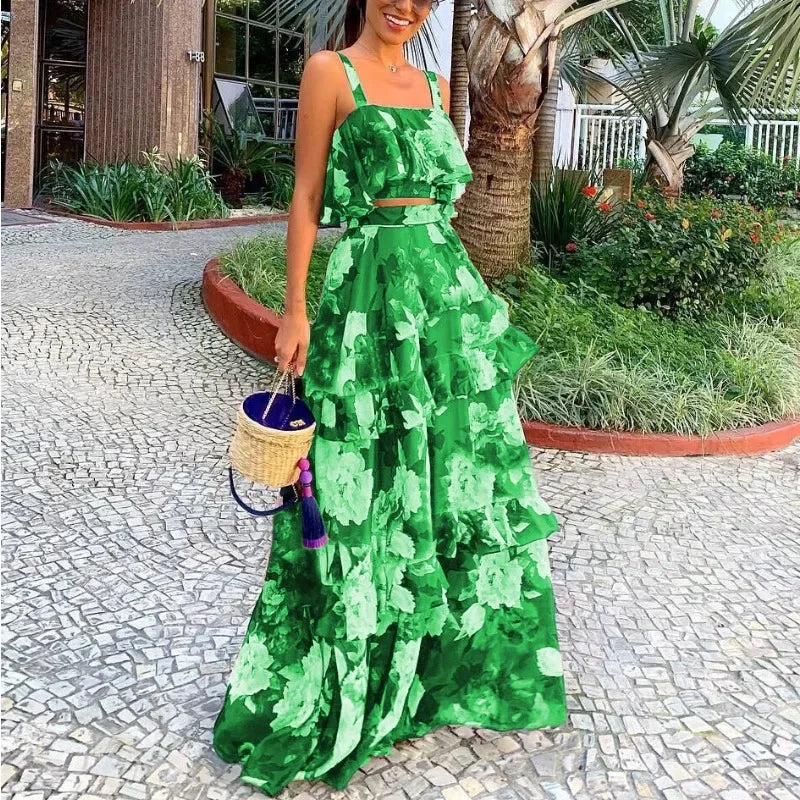 Zweiteiliges Blumenset mit Crop-Top und Rock – Nayla