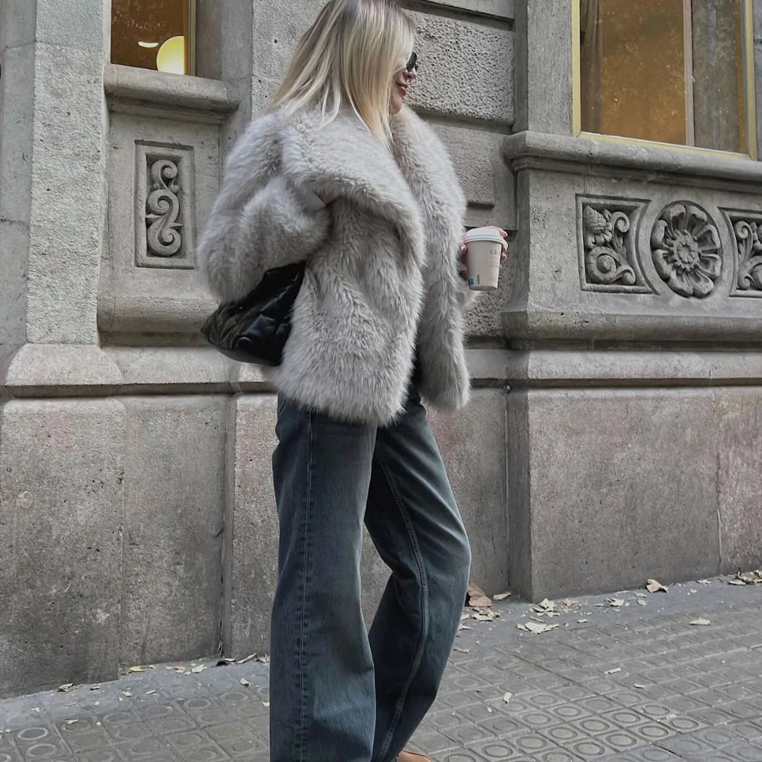 Lara | Damen Teddy Winterjacke | Kurze Mantel