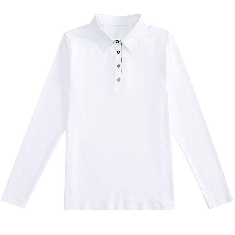 Einfarbiges langarm-Poloshirt für Damen