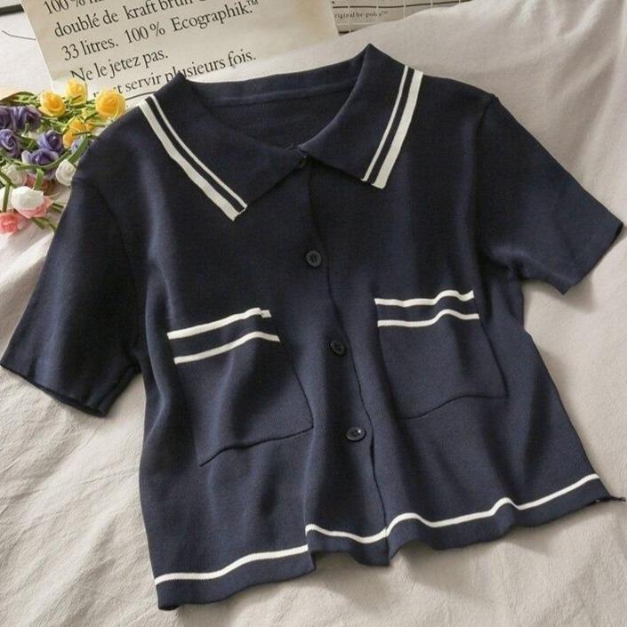 Damen-Poloshirt aus Strick