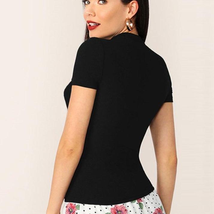 Damen-T-Shirt mit V-Ausschnitt und Spitze