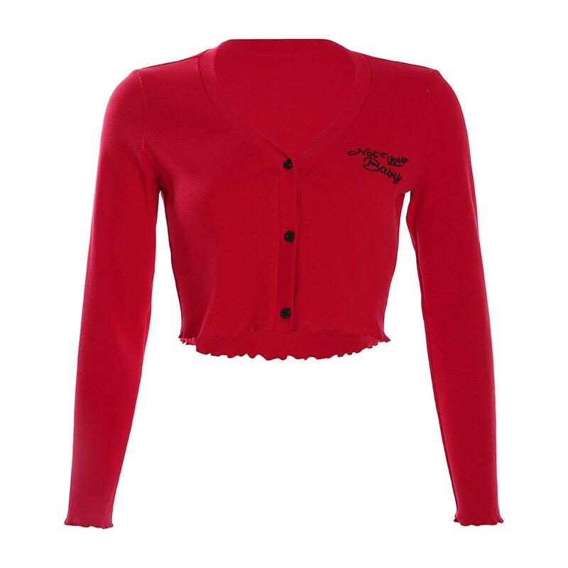 Knallig, rotes Damen-T-Shirt gewelltem Saum
