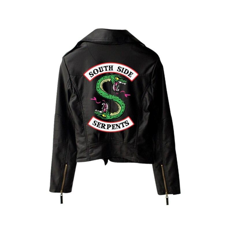 Damenlederjacke mit Aufdruck auf der Rückseite