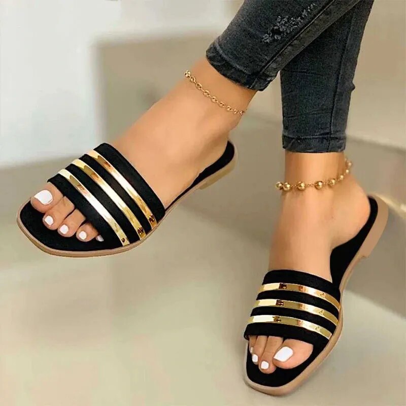 Lillymoda | Addilyn - Gestreifte Flache Sommerschuhe