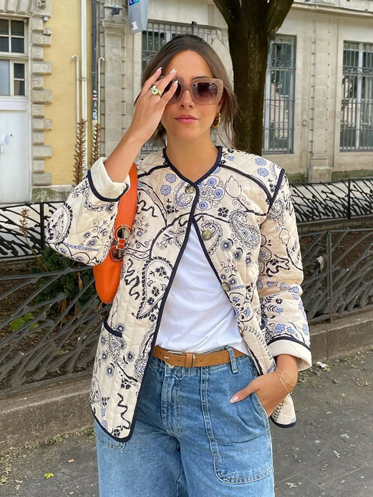 Lillymoda | Gabriela - Stilvolle Bedruckte Wattierte Jacke
