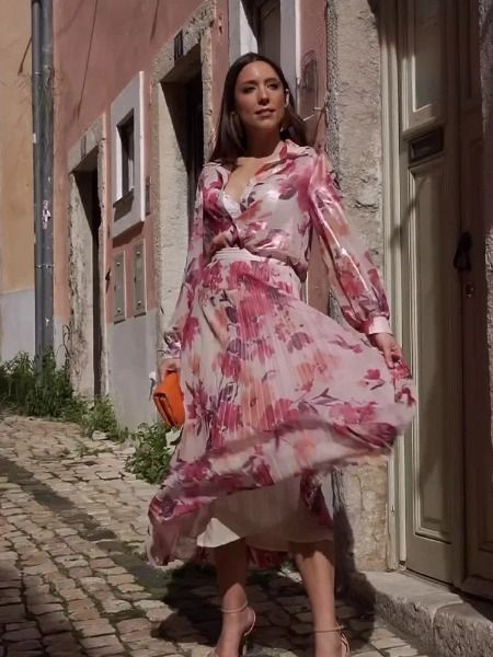 Lillymoda | Cora - Elegantes Set mit Blumendruck [Hemd+Rock]