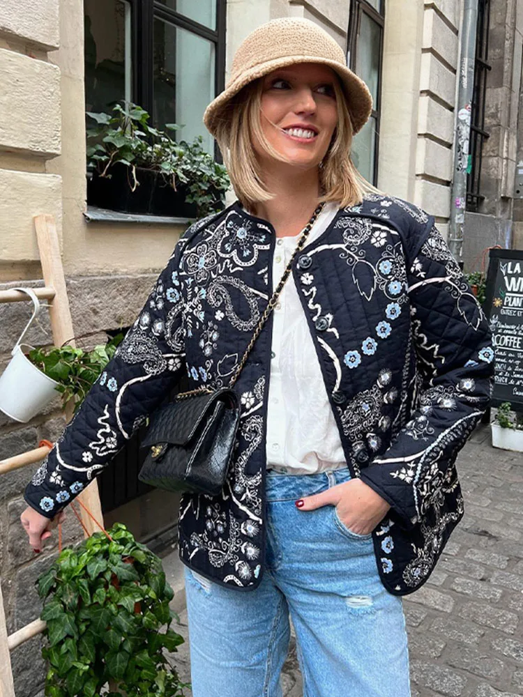 Lillymoda | Gabriela - Stilvolle Bedruckte Wattierte Jacke