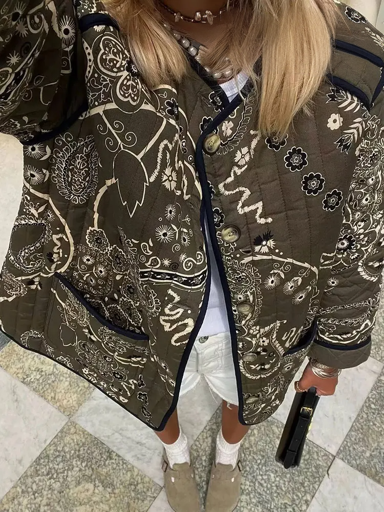 Lillymoda | Gabriela - Stilvolle Bedruckte Wattierte Jacke
