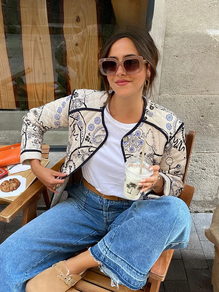 Lillymoda | Gabriela - Stilvolle Bedruckte Wattierte Jacke