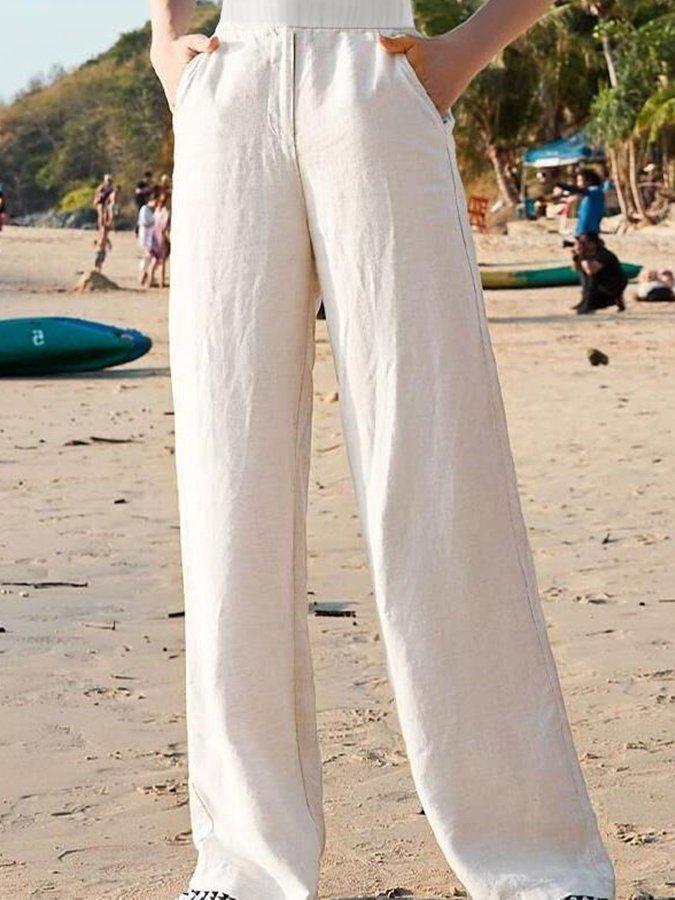 Cher - Hose | Weiße Leinen-Komfort-Hose