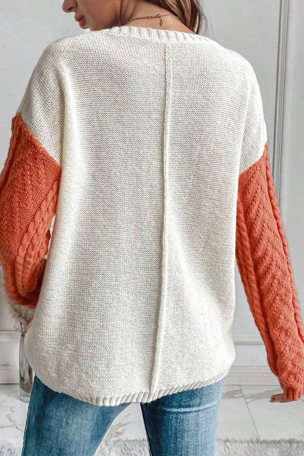 Pullover im trendigen Farbblock-Design mit Rundhalsausschnitt und langen Ärmeln für Frauen