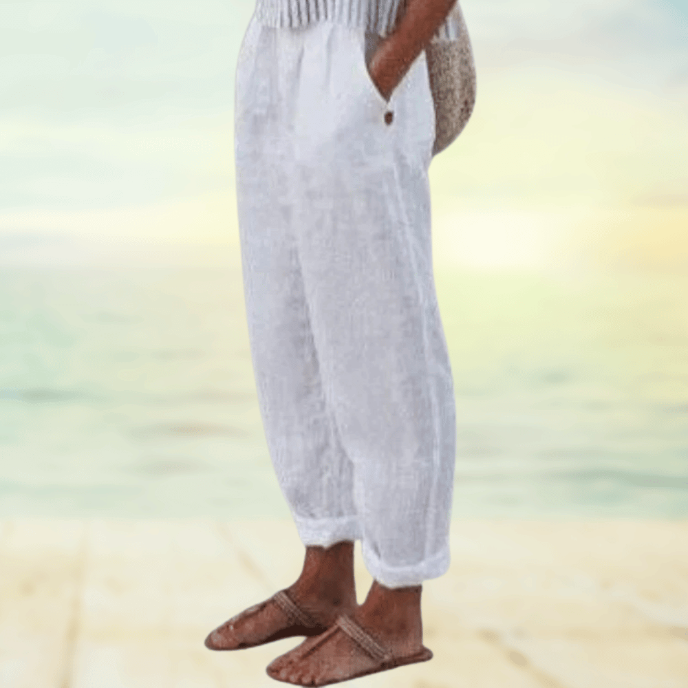 Zafina |  Damen Elegant Weite Hose | Weiß