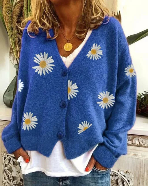 Lillymoda | Althea - Lässige Blumen-Häkel-Strickjacke
