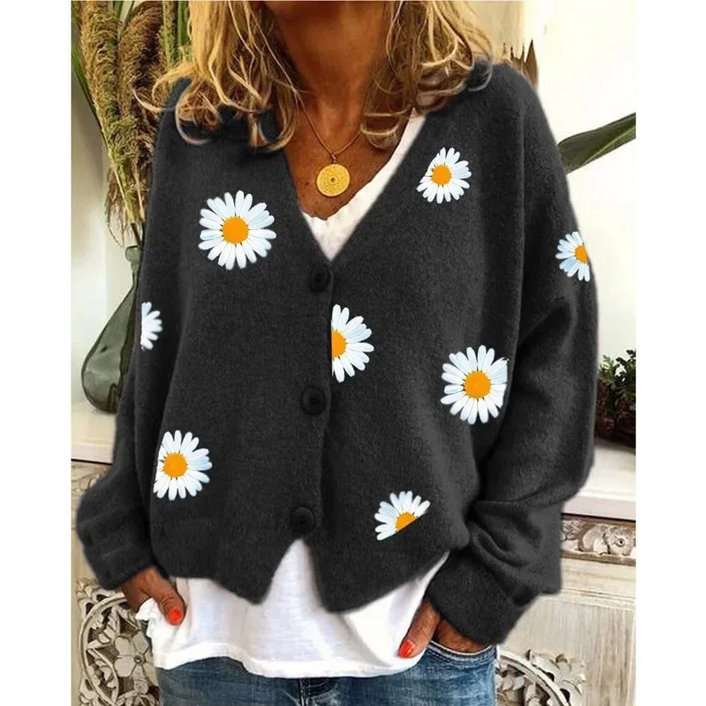 Lillymoda | Althea - Lässige Blumen-Häkel-Strickjacke