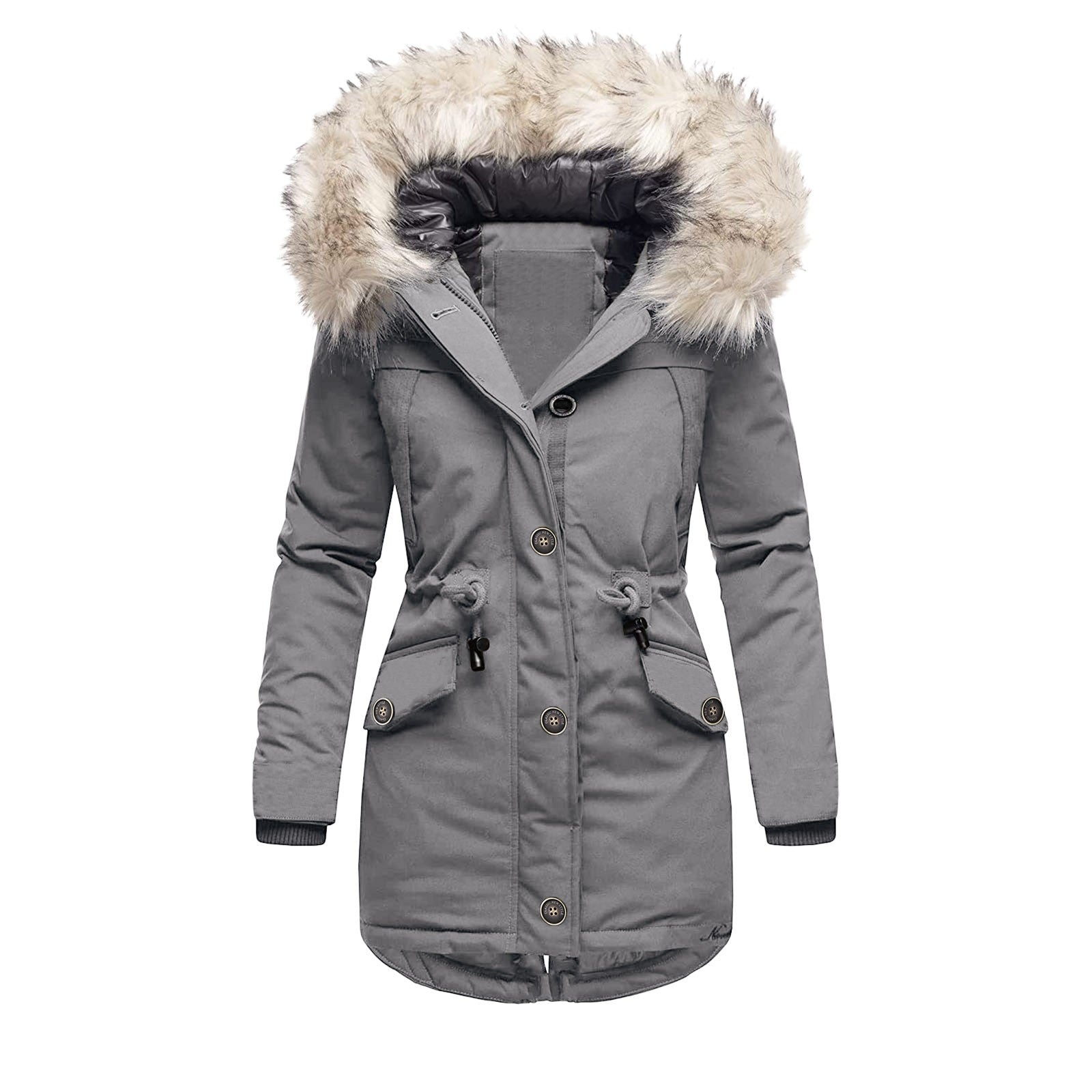 Lillymoda | Abigail - Wintermantel mit Pelzkragen