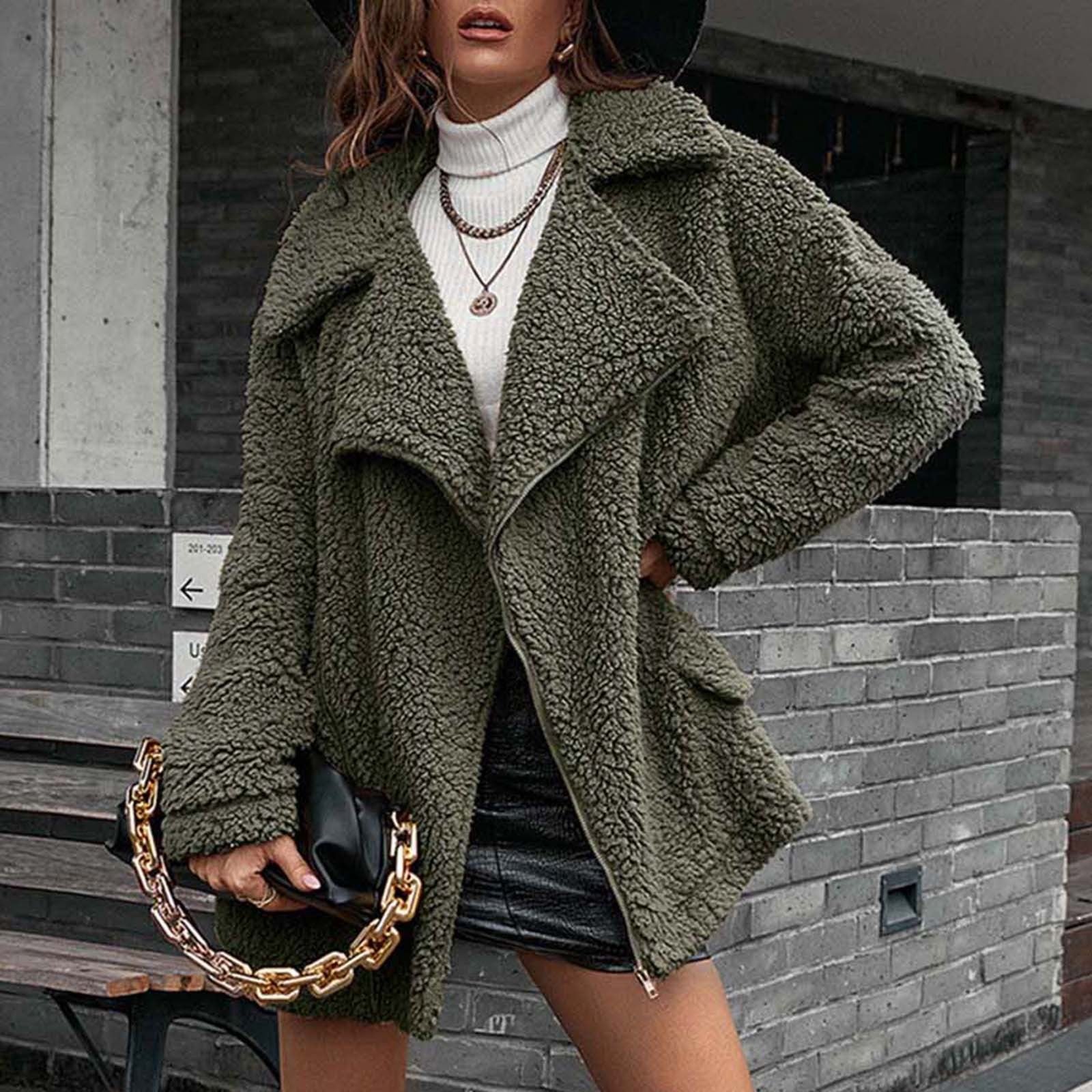 Lillymoda | Emery - Warme Teddyjacke mit Reißverschluss