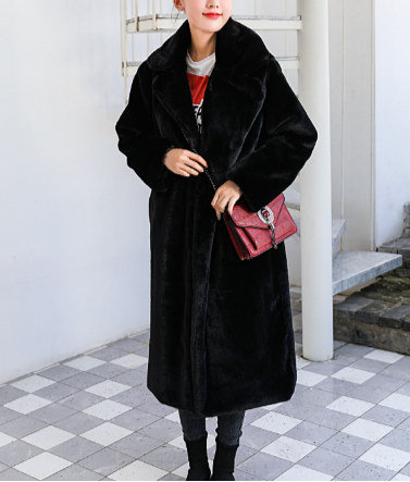 Lillymoda | Emily - Langer Kunstpelz-Mantel mit Gürtel