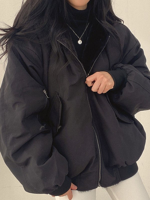Lillymoda | Ava - Wendbare Oversize Fleece Jacke mit Kapuze
