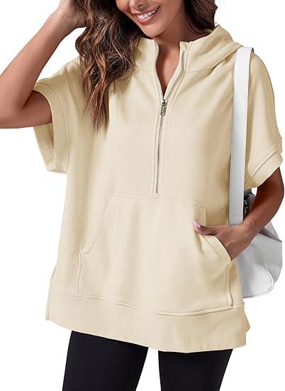 Stylisches Damen-Sommer-Top mit Kapuze und Reißverschluss – Ilse