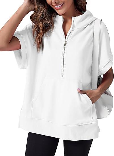 Stylisches Damen-Sommer-Top mit Kapuze und Reißverschluss – Ilse