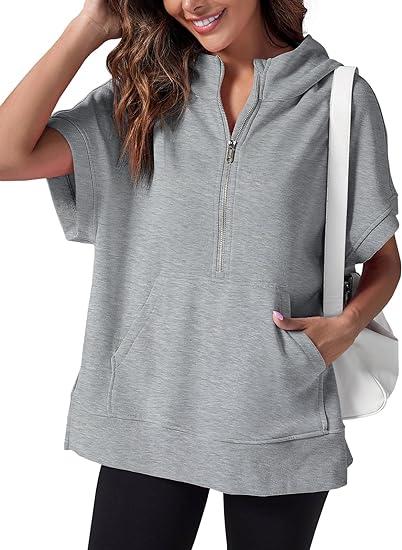 Stylisches Damen-Sommer-Top mit Kapuze und Reißverschluss – Ilse