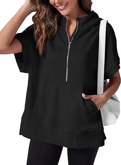 Stylisches Damen-Sommer-Top mit Kapuze und Reißverschluss – Ilse
