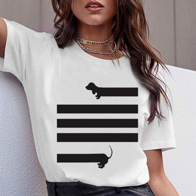 Damen T-Shirt mit Dackel-Motiv