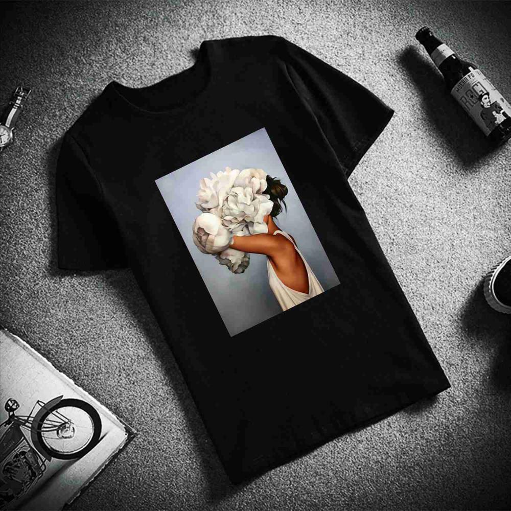 Damen T-Shirt mit Blumenmädchen-Aufdruck