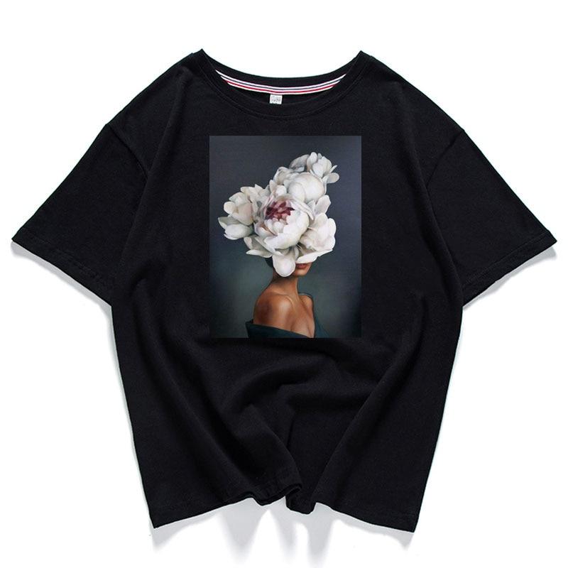 Damen-T-Shirt mit modernem Blumenprint