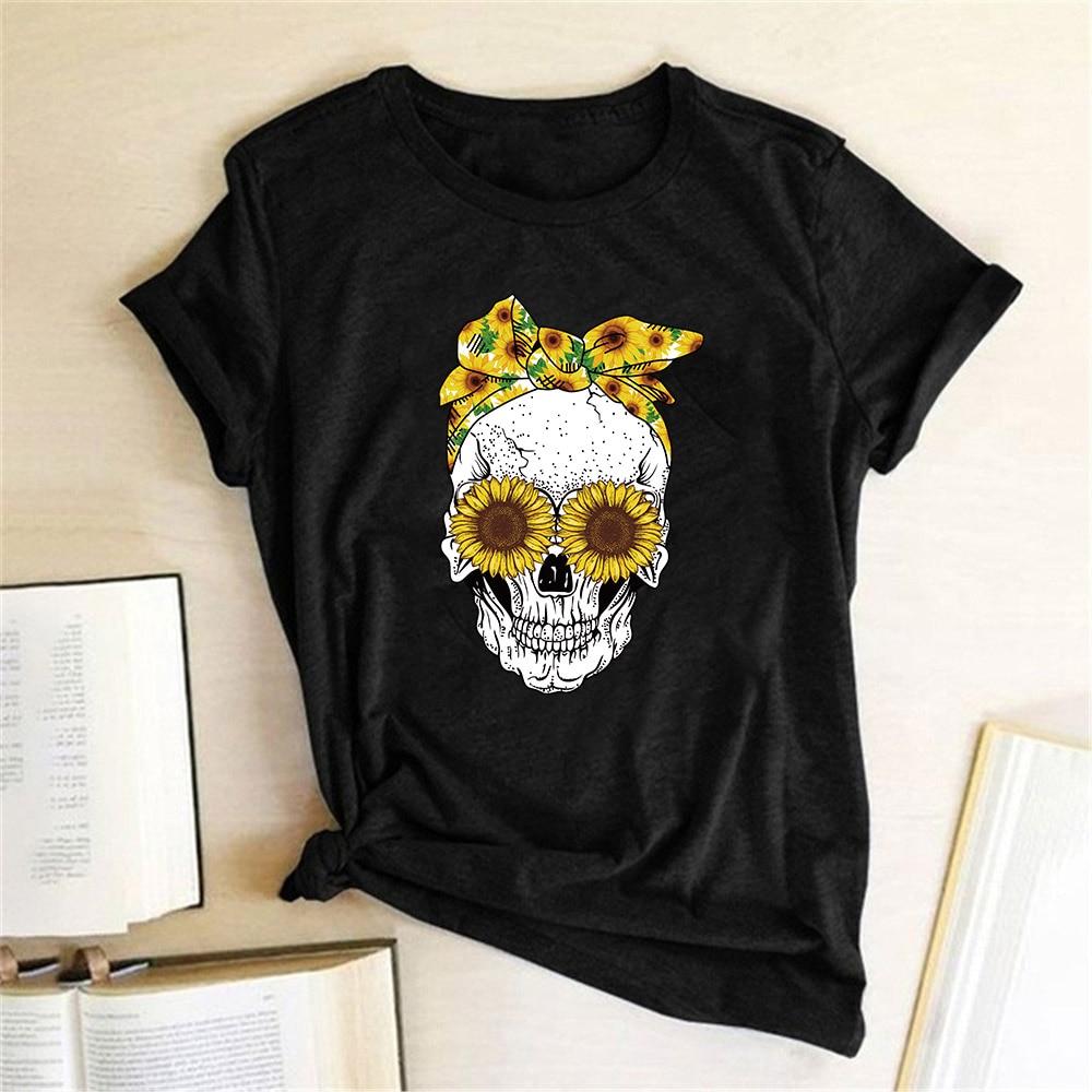 Damen-T-Shirt mit Totenkopf-Motiv